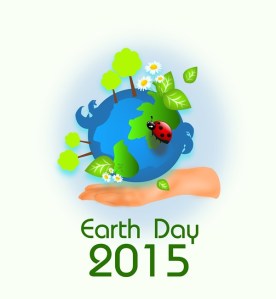 Background for earth day with globe and hand illustration