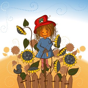 Scarecrow's girlfriend with sunflowers